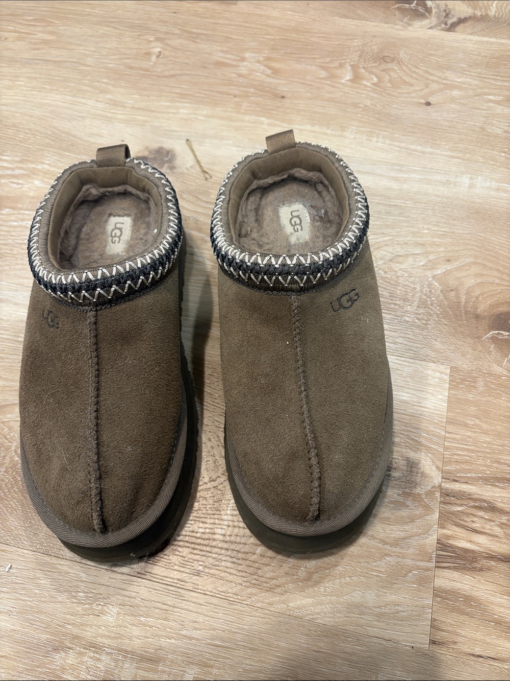 UGG Kids Brown Suede Slip-On Moccasin Slippers